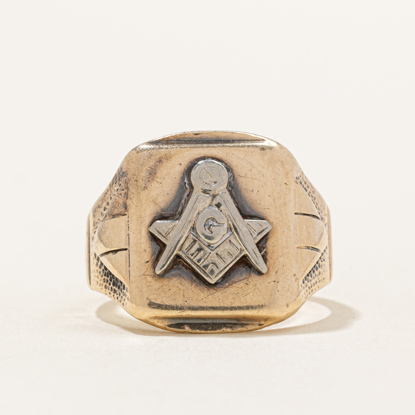 10k Two Tone Gold Free Masons Ring | SZ 8.25 |