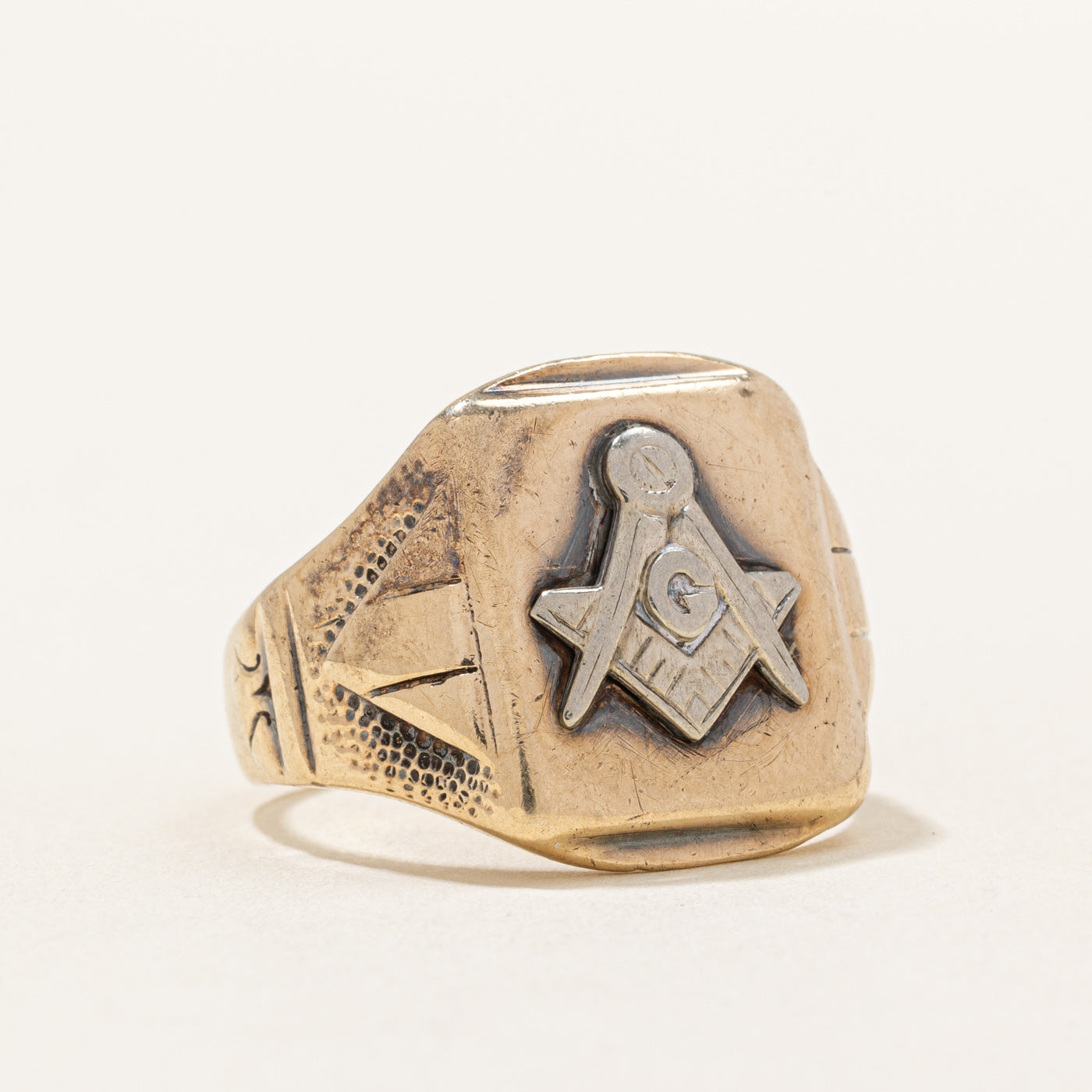 10k Two Tone Gold Free Masons Ring | SZ 8.25 |