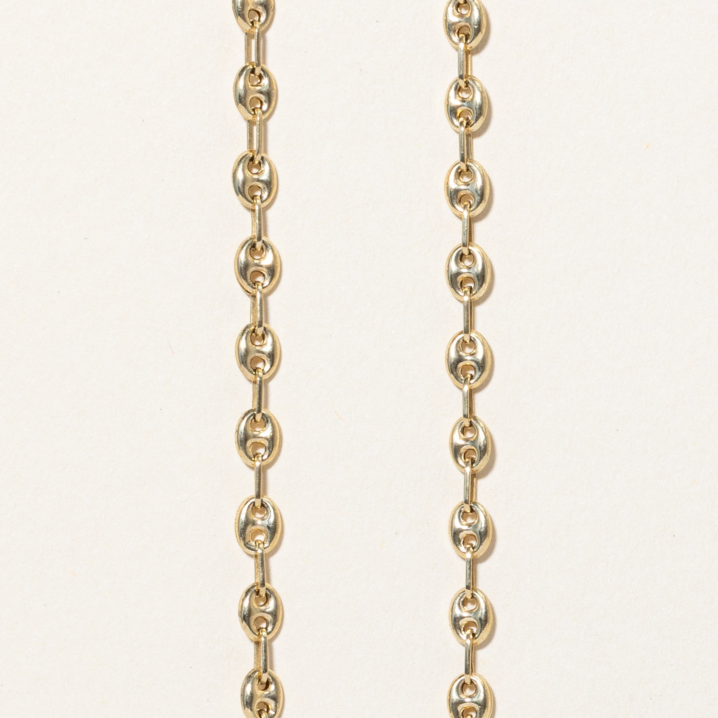 Chaîne à maillons bombés en or jaune 14 carats avec motif ancre | 20 pouces |