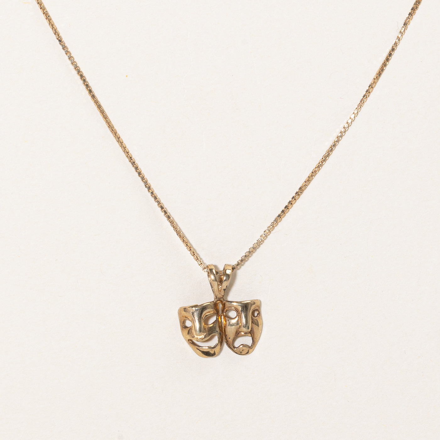 Gold Mask Pendant Necklace | 16" |