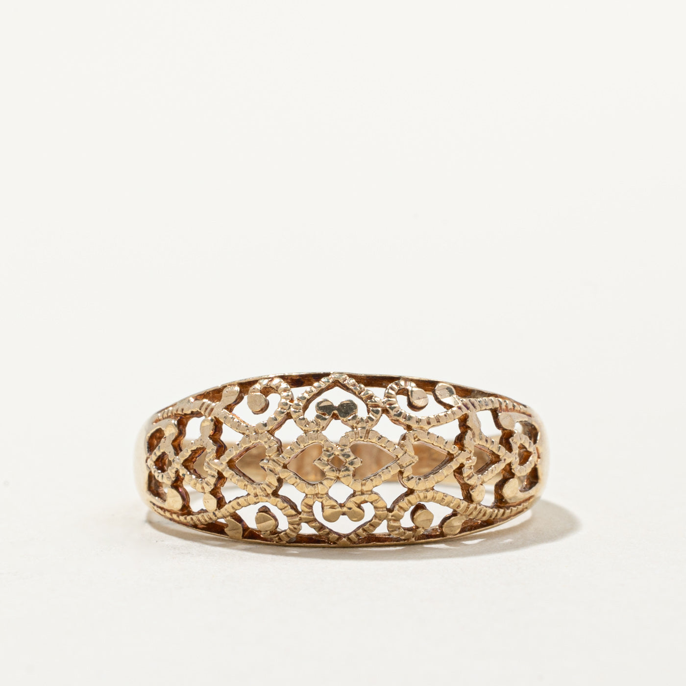 10k Yellow Gold Filigree Tapered Ring | SZ 9 |