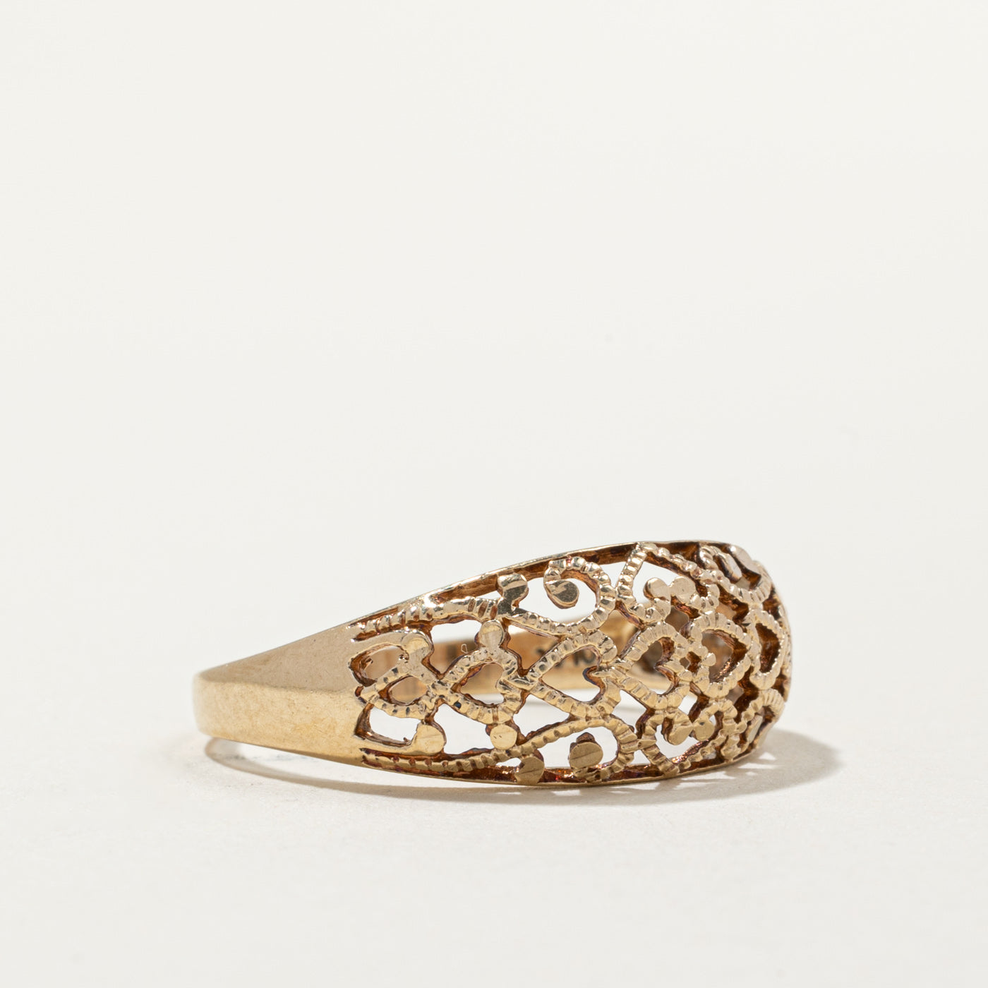 10k Yellow Gold Filigree Tapered Ring | SZ 9 |