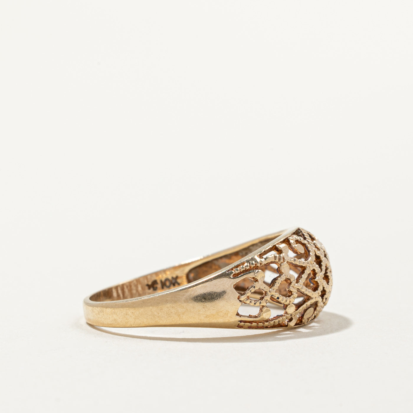 10k Yellow Gold Filigree Tapered Ring | SZ 9 |