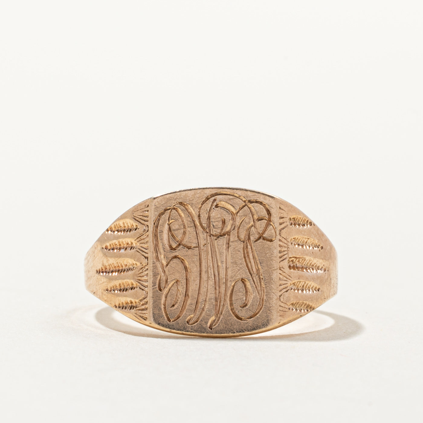 10k Yellow Gold 'LMG' Initial Signet Ring | SZ 5.5 |