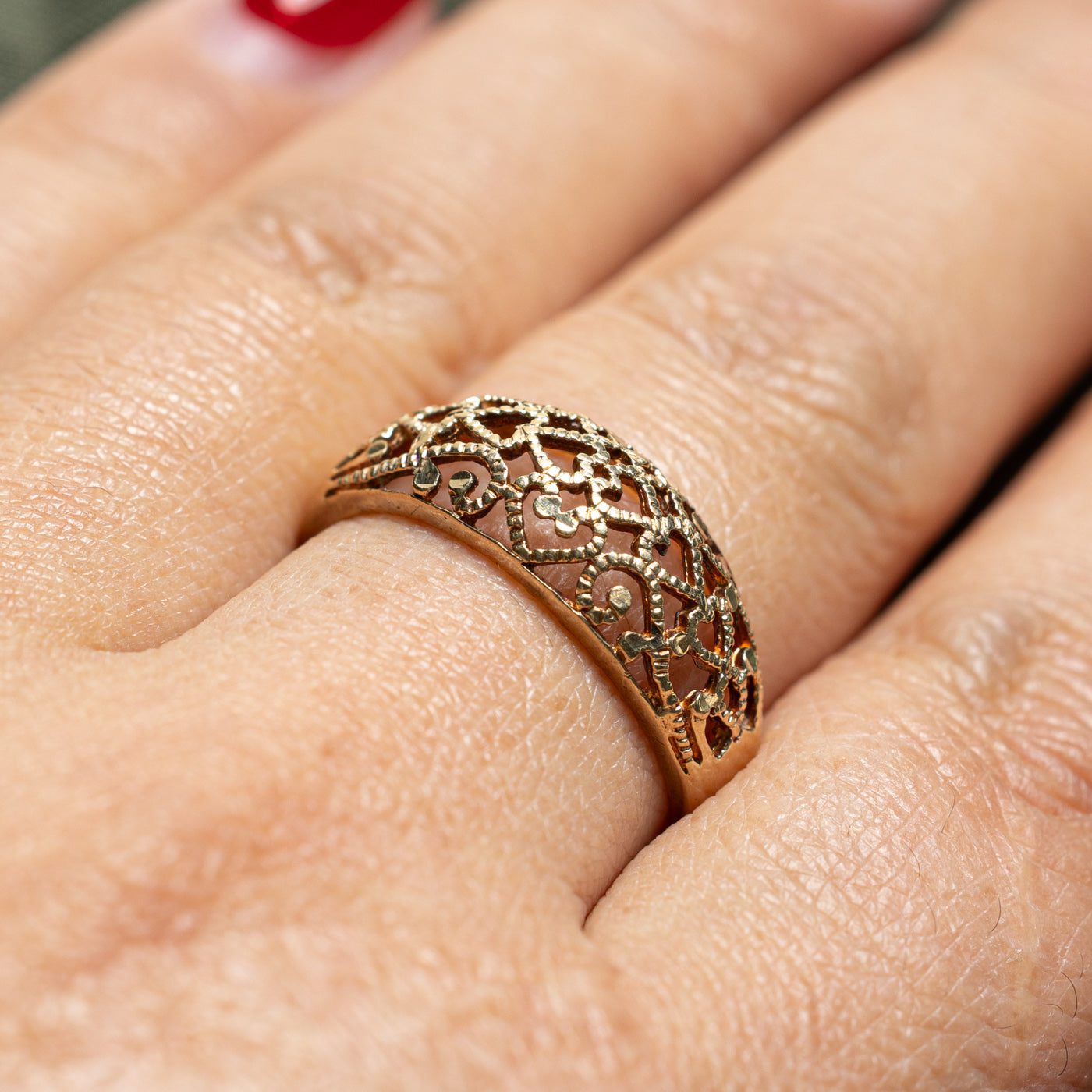 10k Yellow Gold Filigree Tapered Ring | SZ 9 |