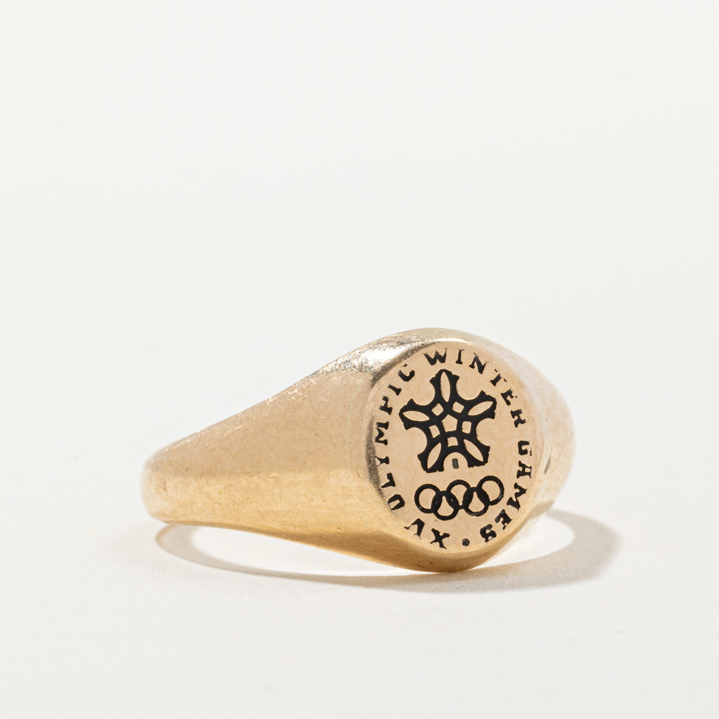 14k Yellow Gold 'XV Olympic Winter Games' Signet Ring | SZ 7.25 |