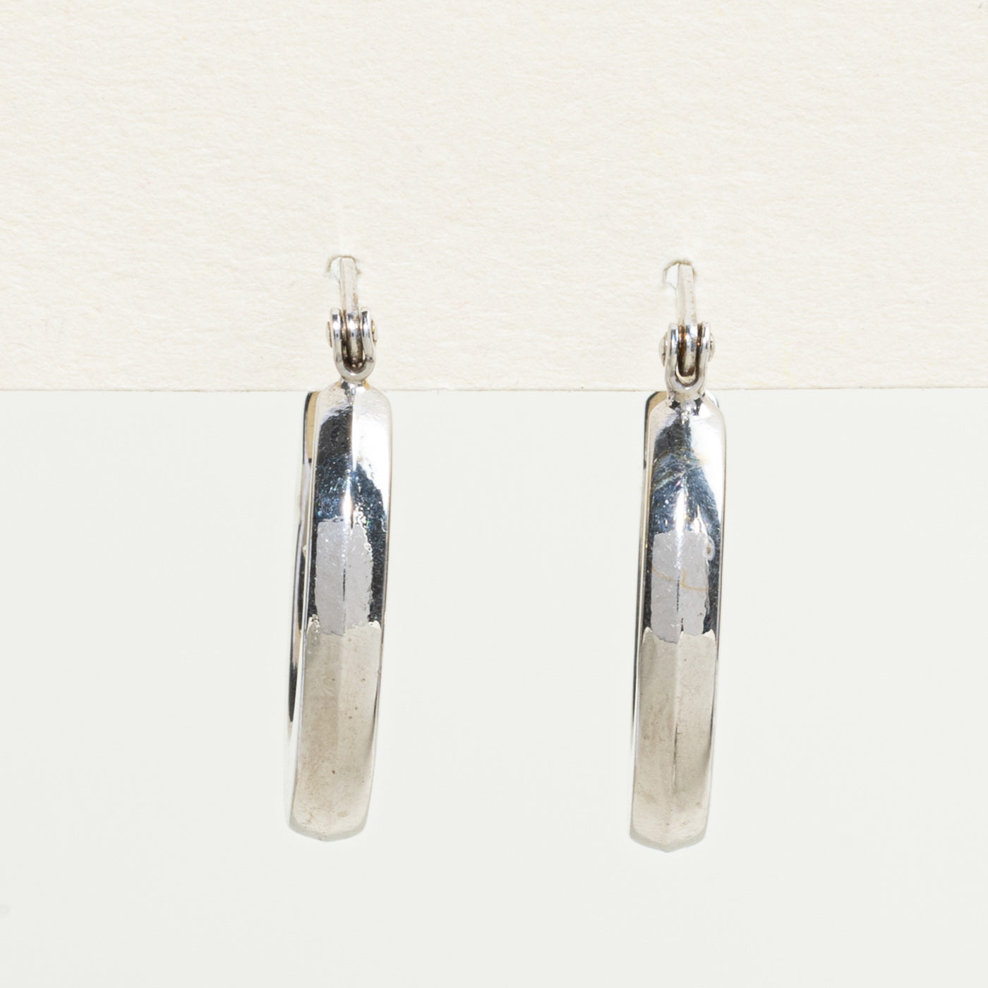 14k White Gold Hollow Hoop Earrings