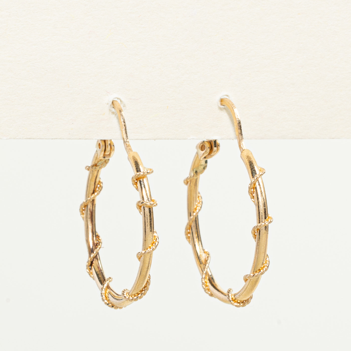 14k Yellow Gold Wrapped Hoop Earrings