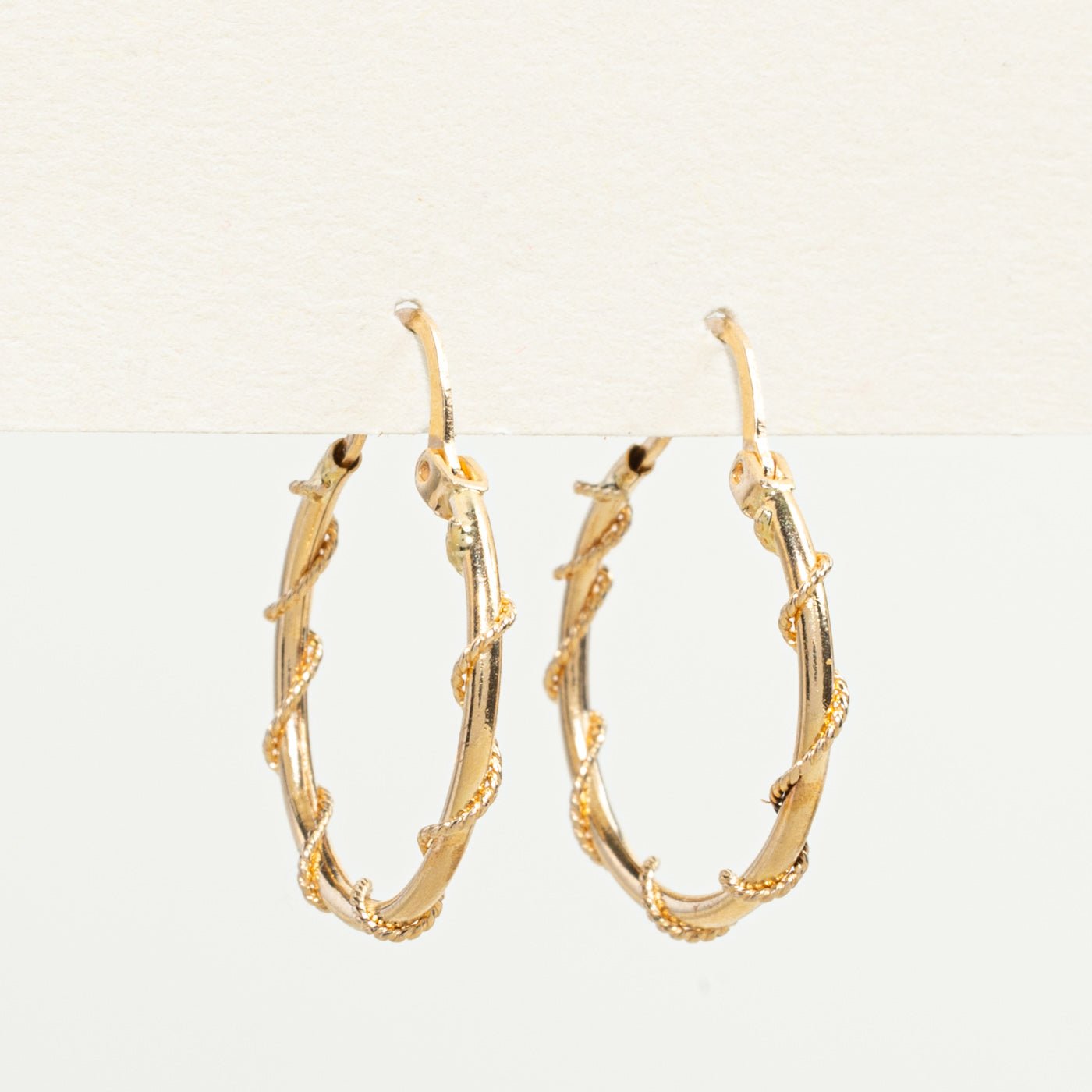 14k Yellow Gold Wrapped Hoop Earrings