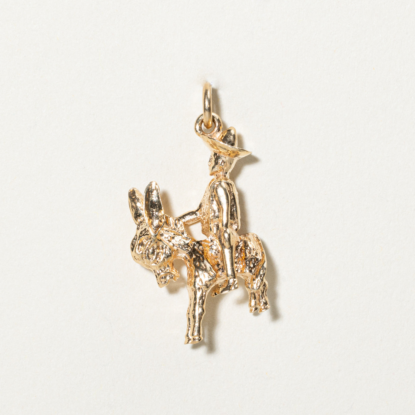 14k Yellow Gold Donkey Rider Charm