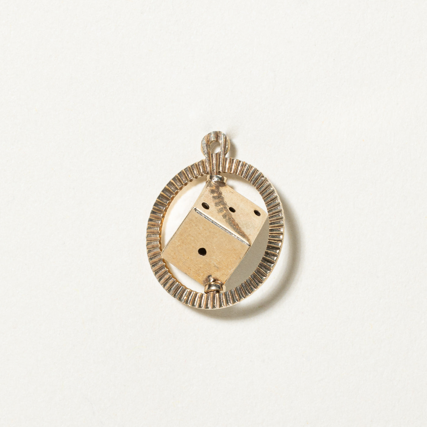 10k Yellow Gold Spinning Dice Pendant