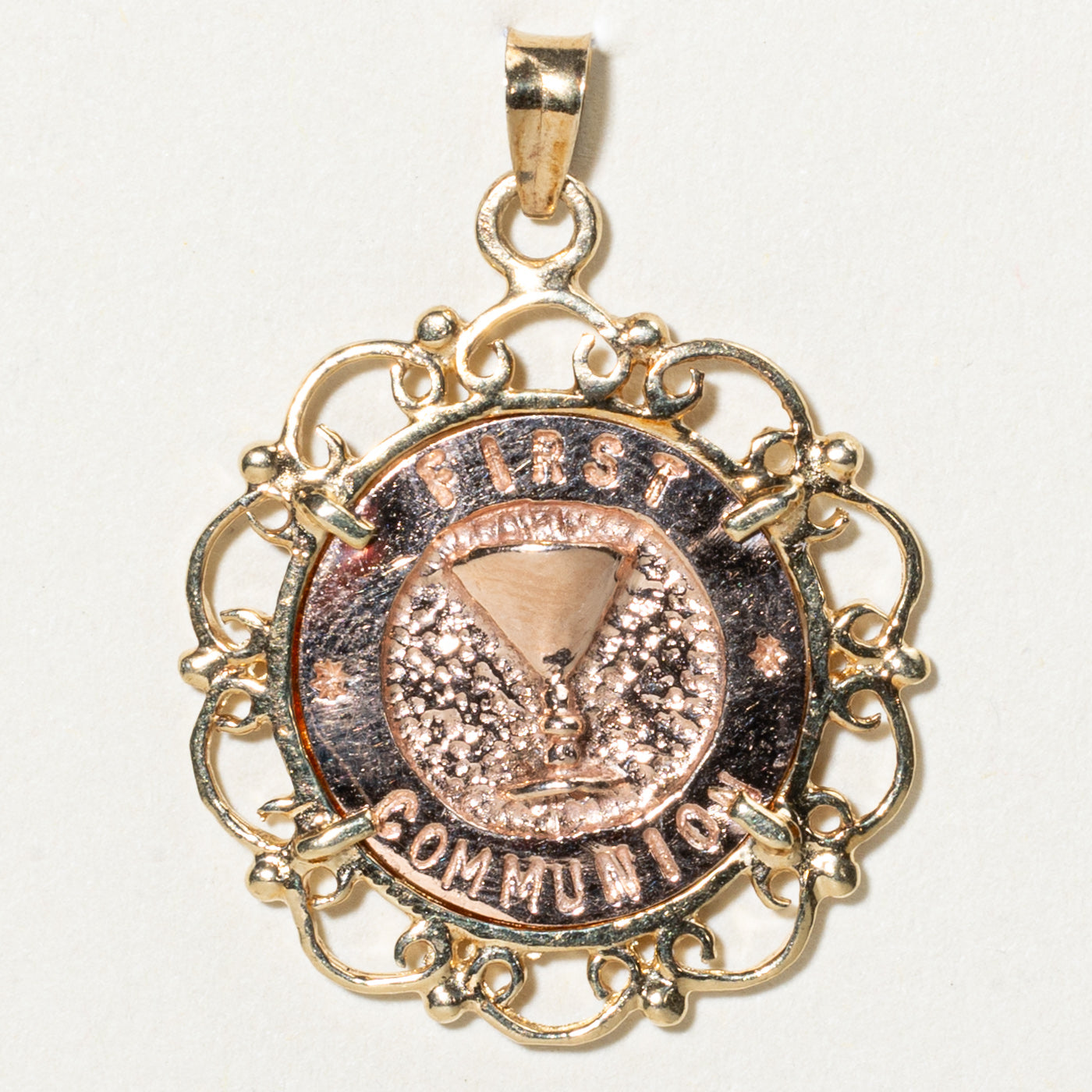 10k Two Tone Gold First Communion Pendant