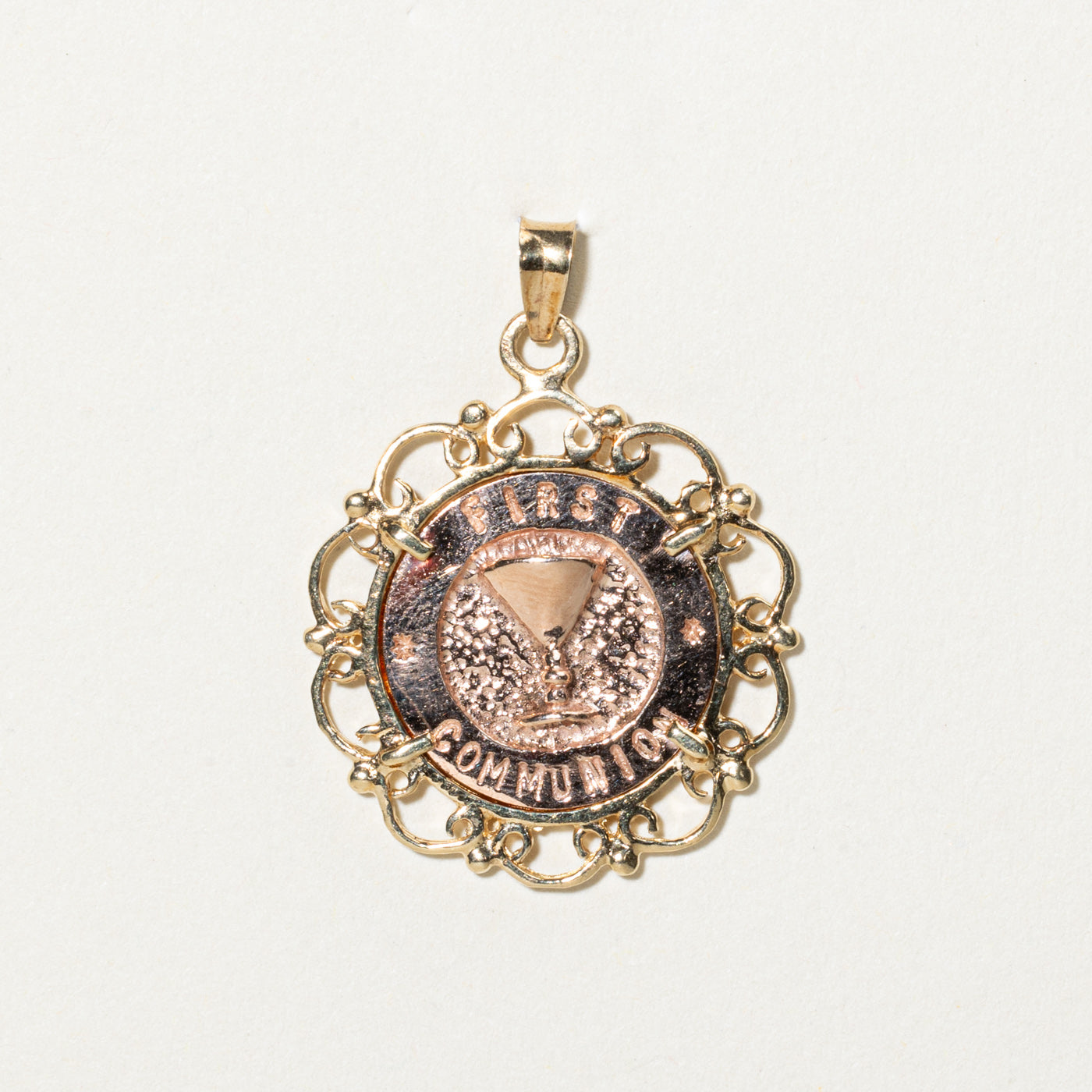 10k Two Tone Gold First Communion Pendant
