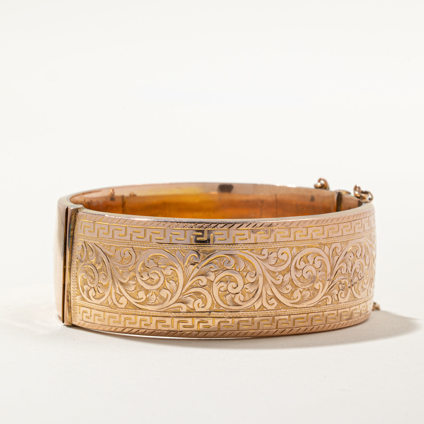 1944 Birmingham 9k Yellow Gold Engraved Bangle | 7" |