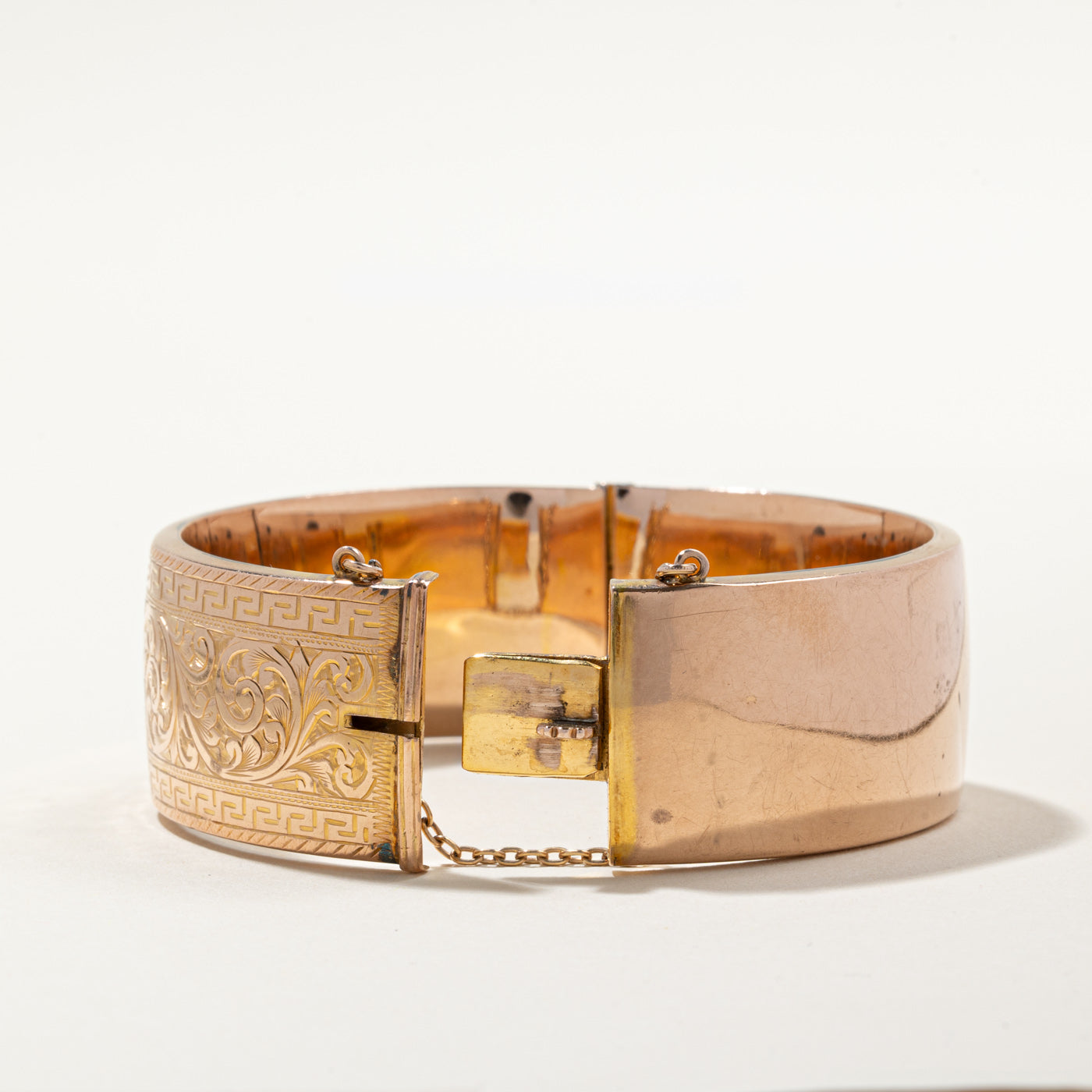 1944 Birmingham 9k Yellow Gold Engraved Bangle | 7" |