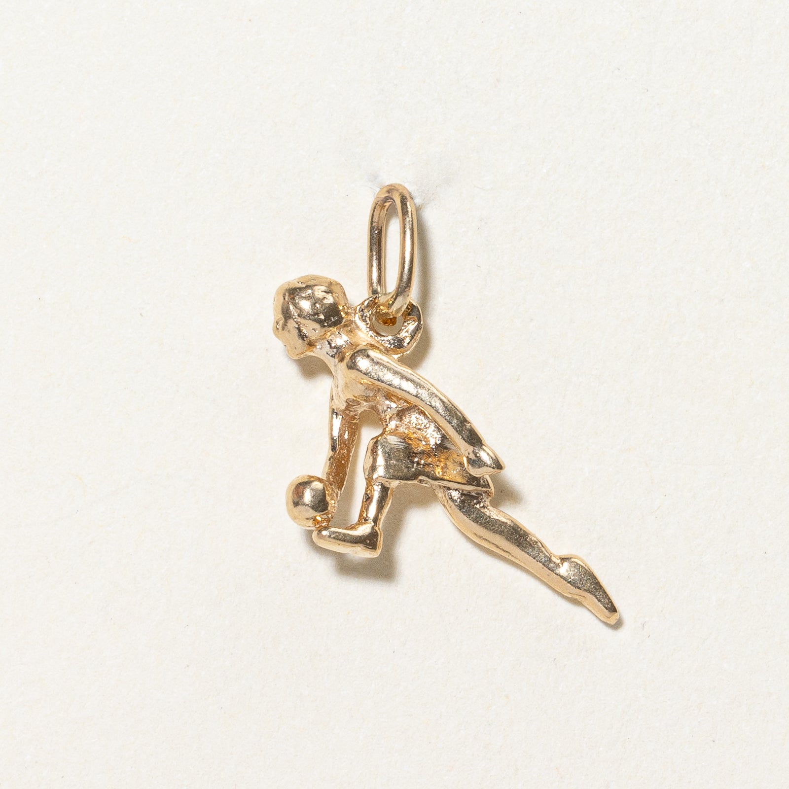 14k Yellow Gold Bowling Player Charm |