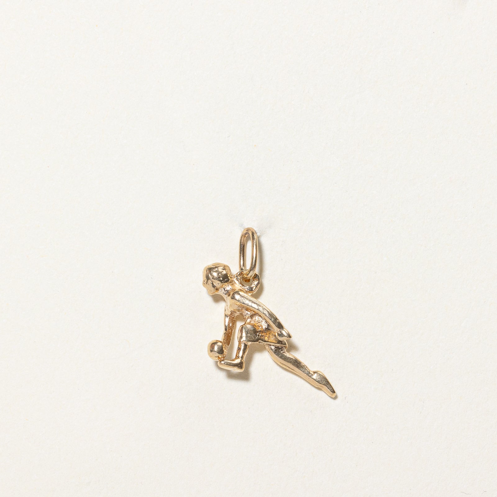 14k Yellow Gold Bowling Player Charm |