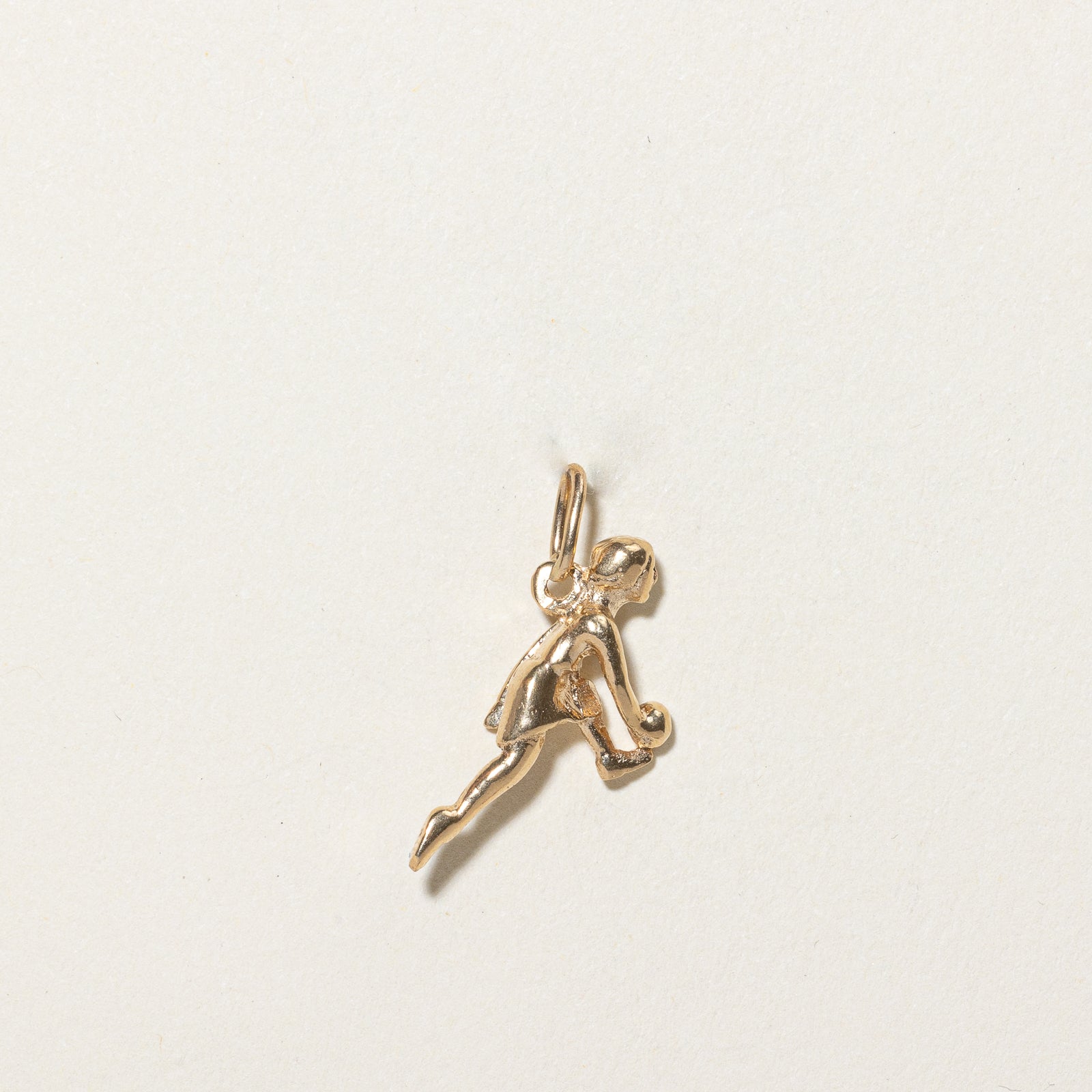 14k Yellow Gold Bowling Player Charm |