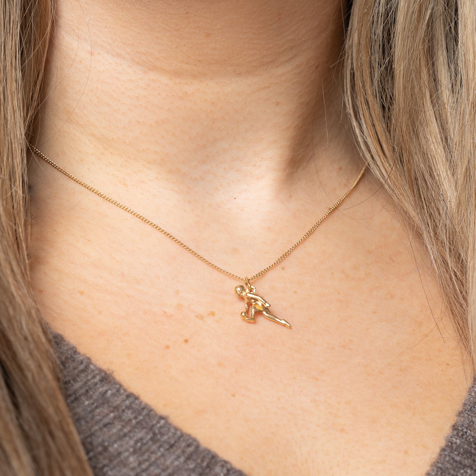 14k Yellow Gold Bowling Player Charm |