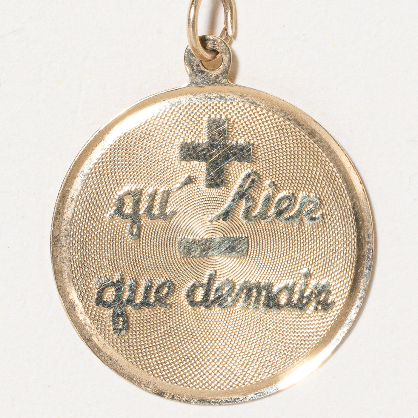 14k Yellow Gold "qu’hier que demain" Pendant