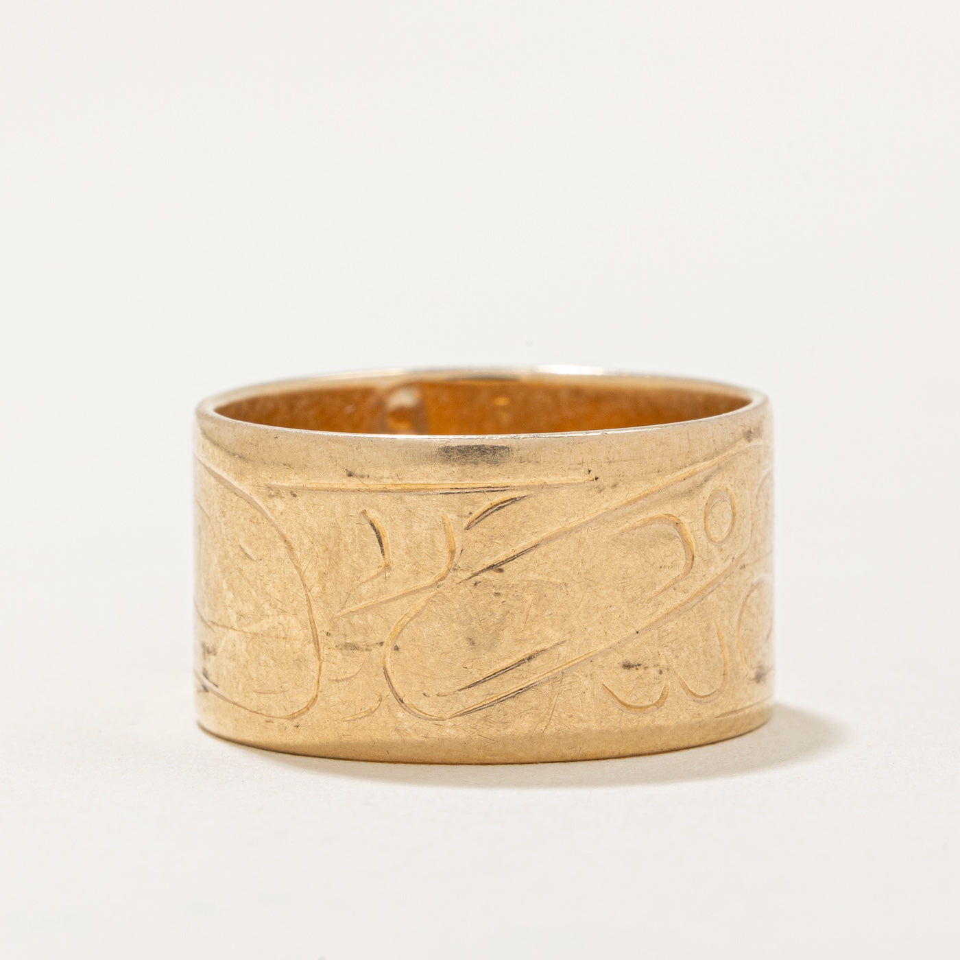 14k Yellow Gold Indigenous Art Ring | SZ 9 |