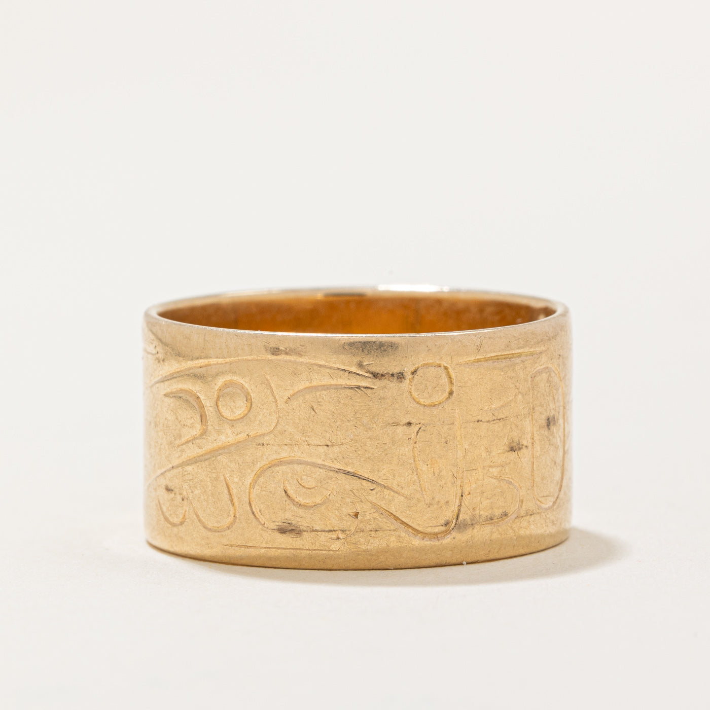 14k Yellow Gold Indigenous Art Ring | SZ 9 |