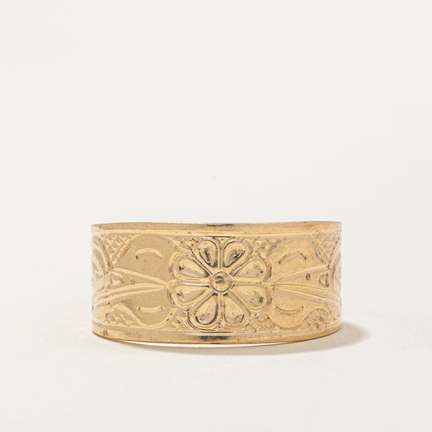 Bague d'art autochtone en or jaune 14 carats de P. Ellis | Taille 9,5 |