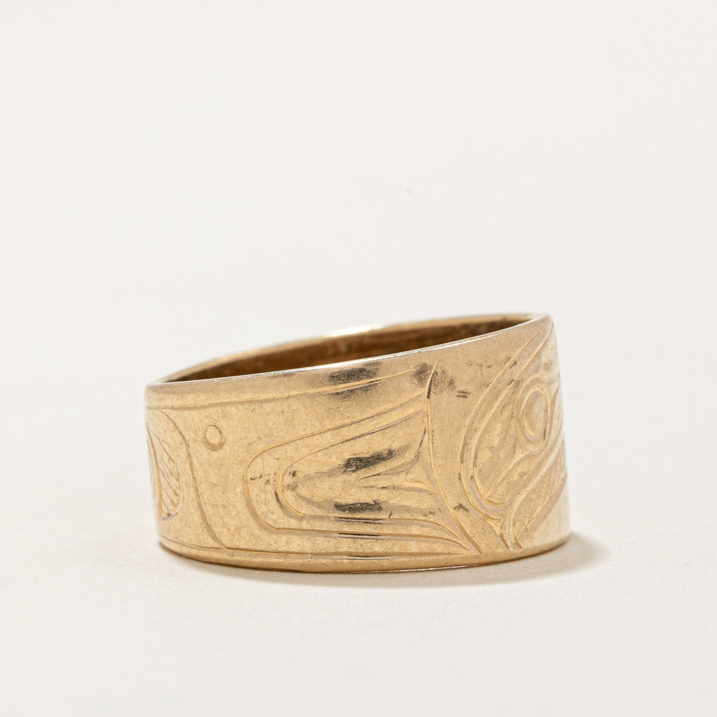 Bague en or jaune 12 carats d'inspiration autochtone | Taille 4,5 |