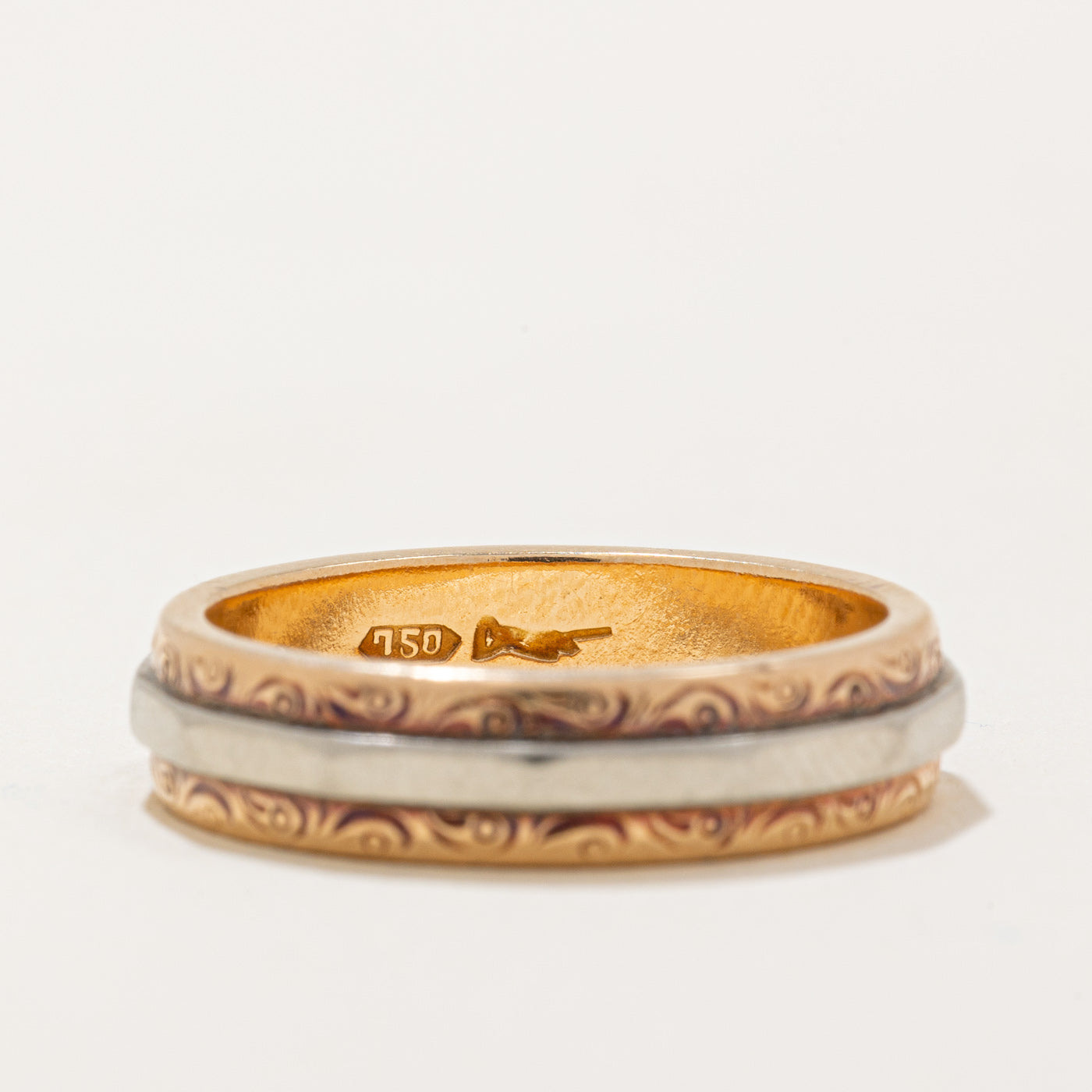 Alliance bicolore dorée gravée | Taille 7,5 |