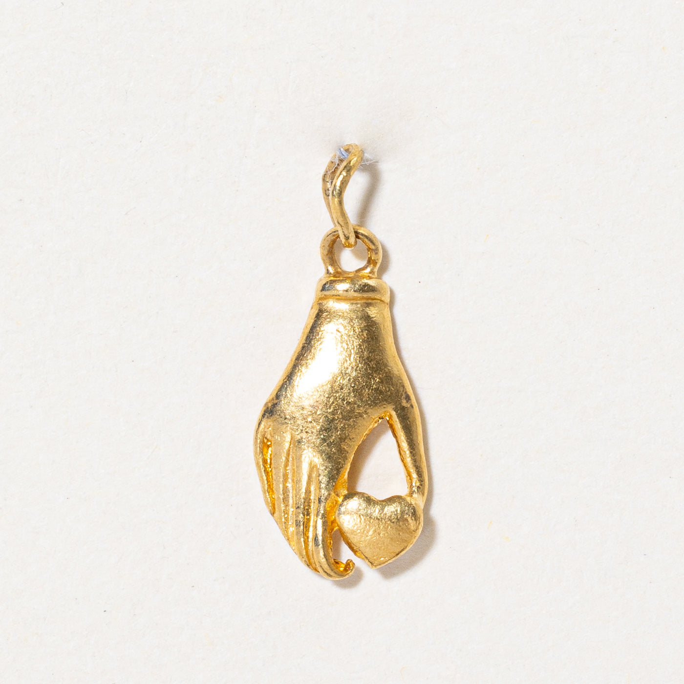 24k Yellow Gold Hand & Heart Charm