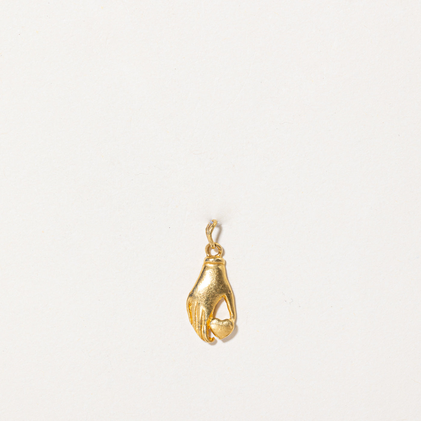 24k Yellow Gold Hand & Heart Charm