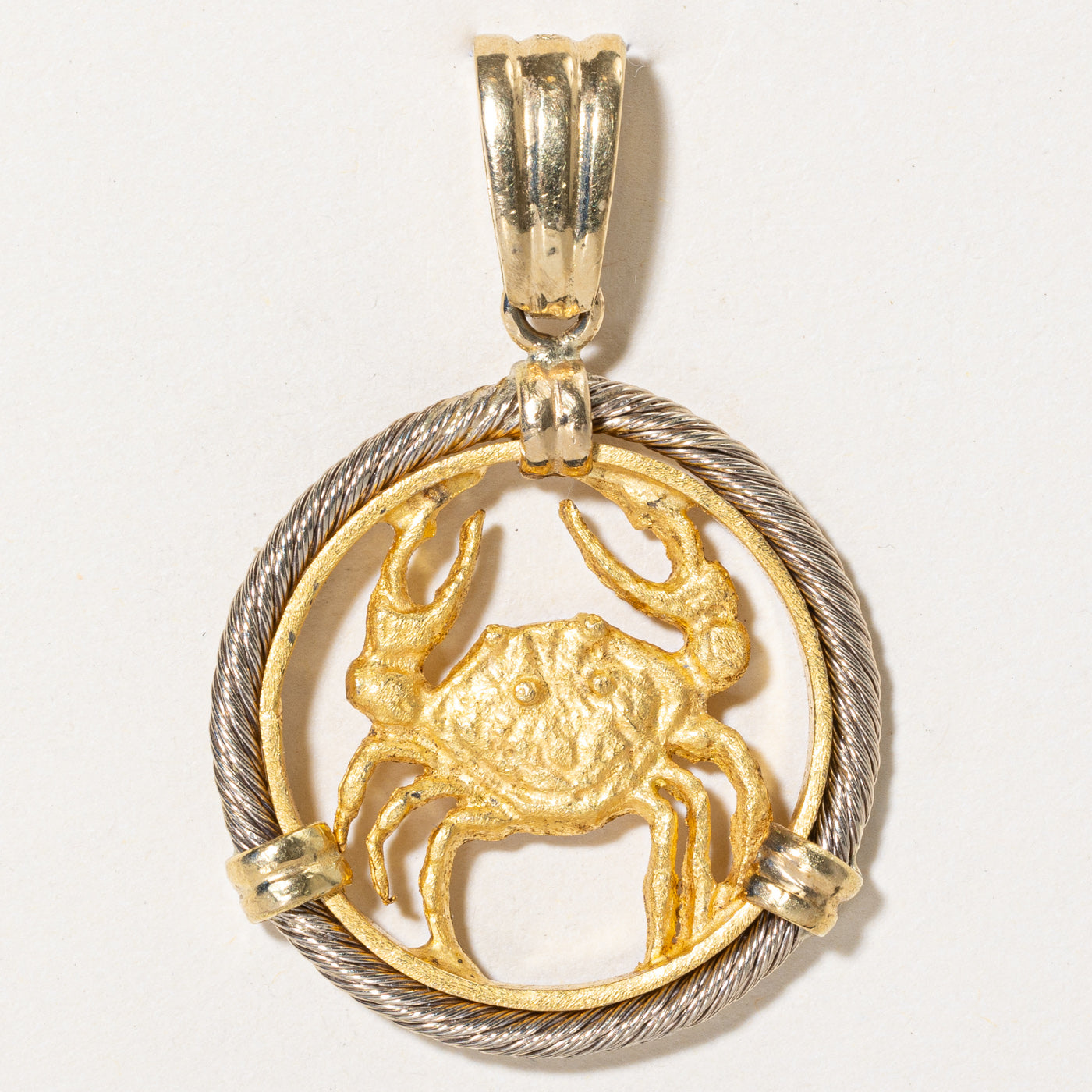 18k Two Tone Gold Cancer Zodiac Pendant