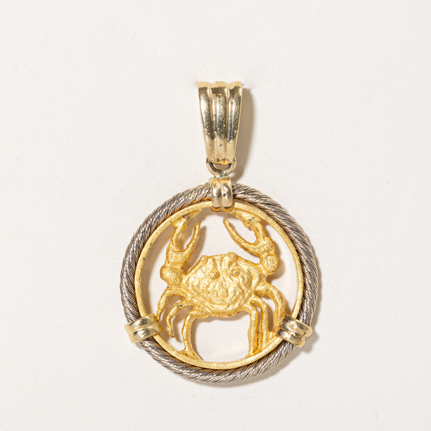 18k Two Tone Gold Cancer Zodiac Pendant