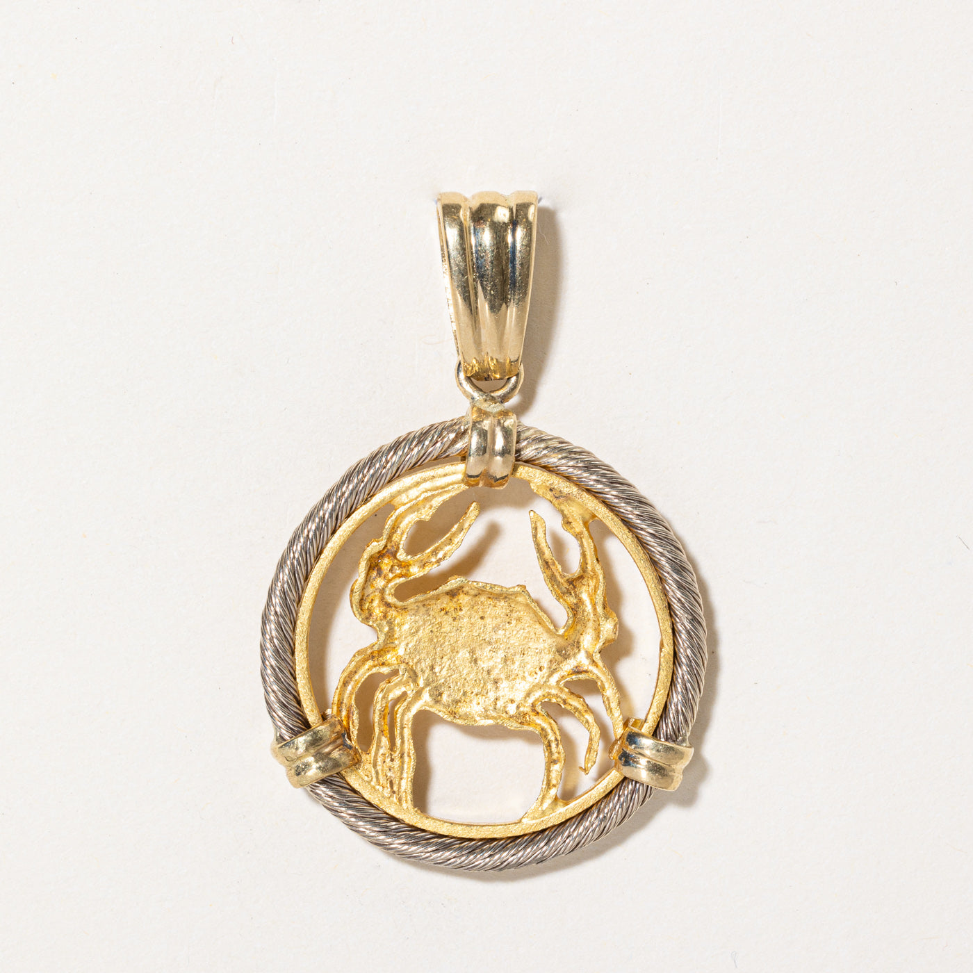 18k Two Tone Gold Cancer Zodiac Pendant