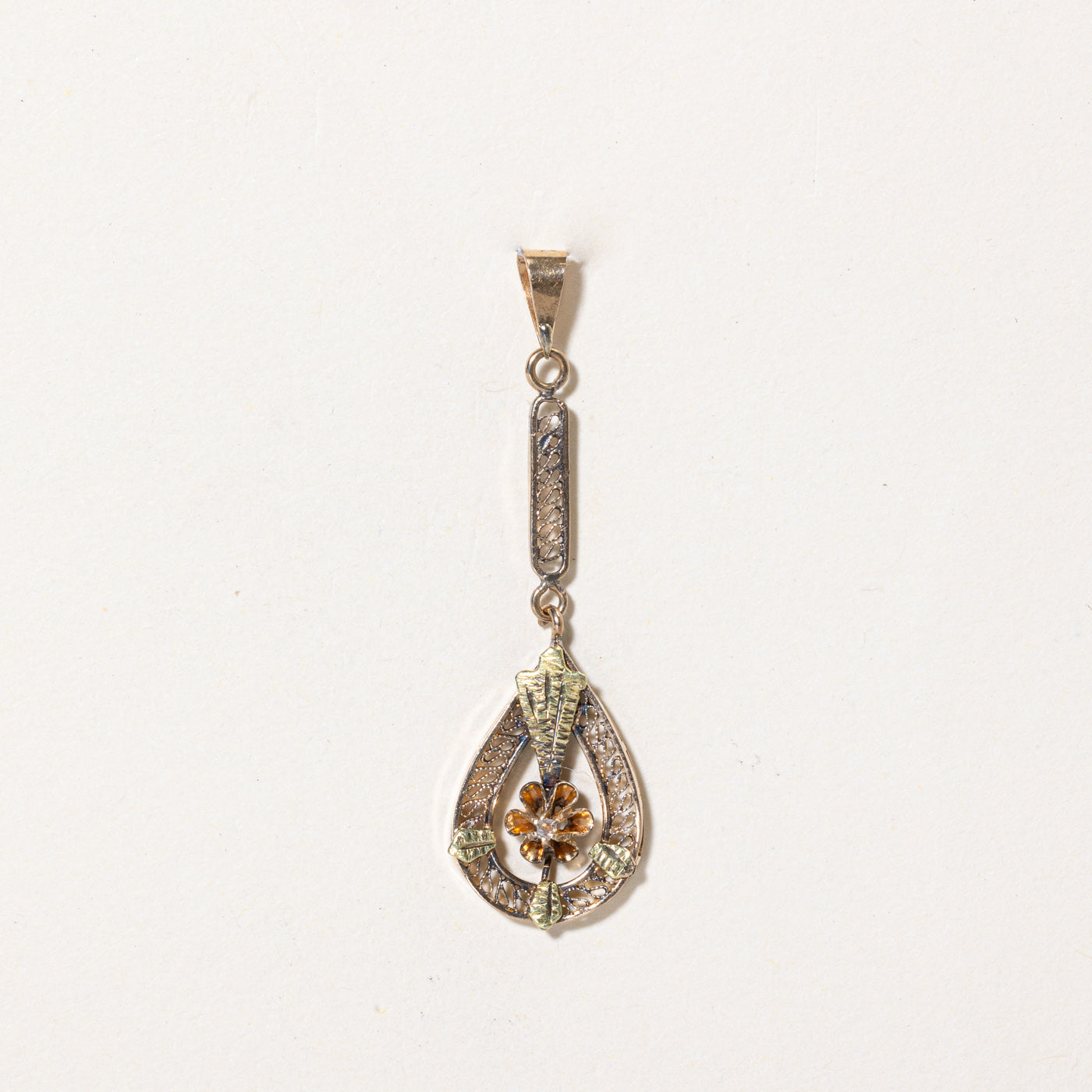 Diamond Openwork Drop Pendant