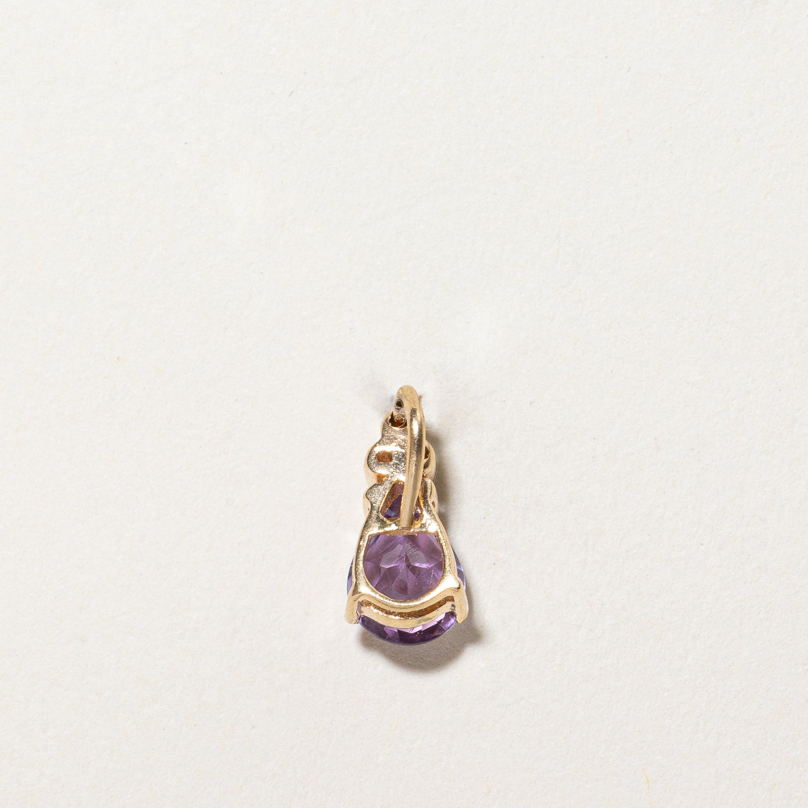 Pear Cut Amethyst & Diamond Pendant | 0.70ct, 0.01ctw |