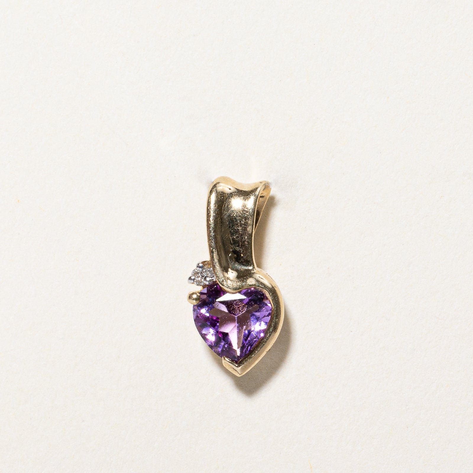 Heart Cut Amethyst & Diamond Pendant | 0.40ct, 0.01ct |