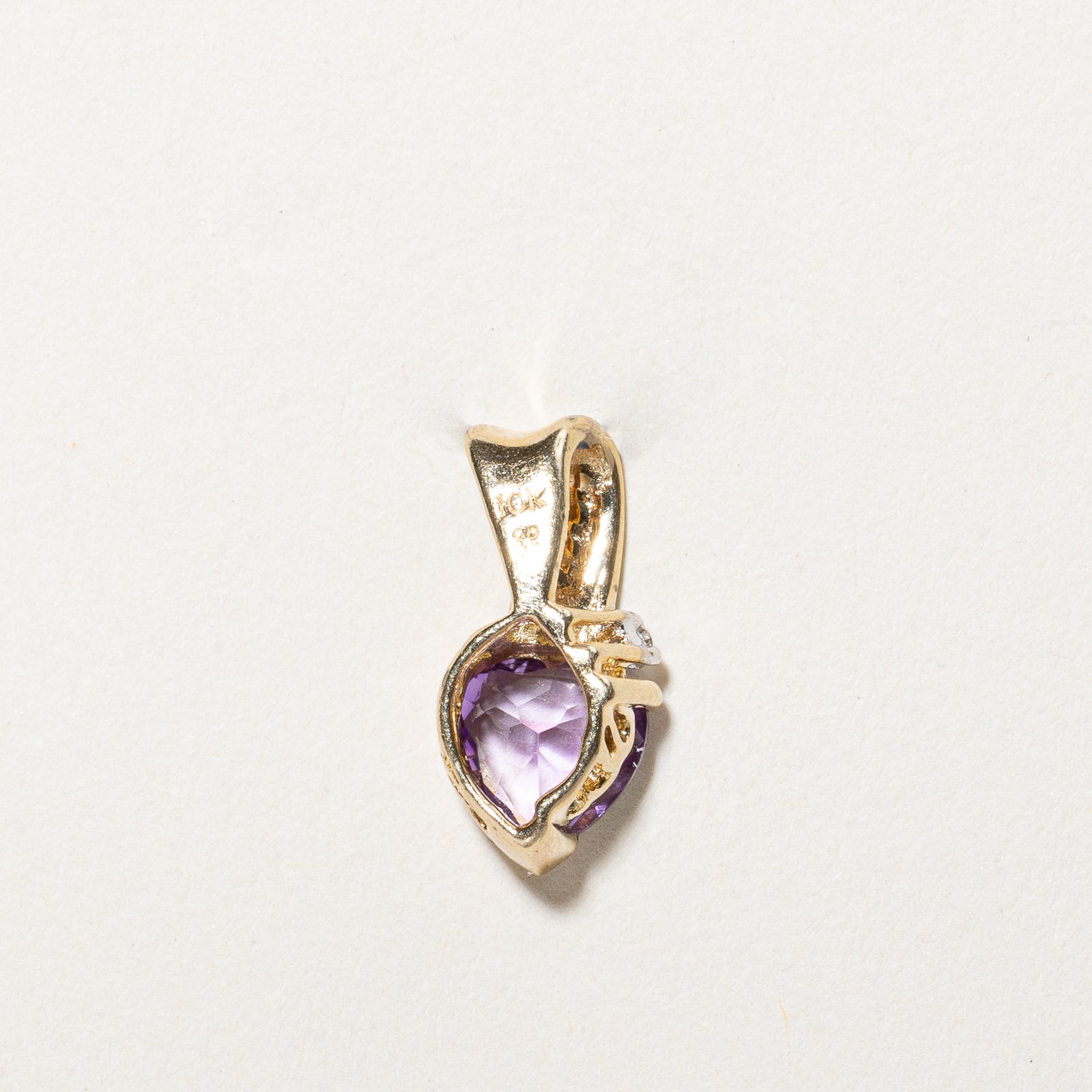 Heart Cut Amethyst & Diamond Pendant | 0.40ct, 0.01ct |