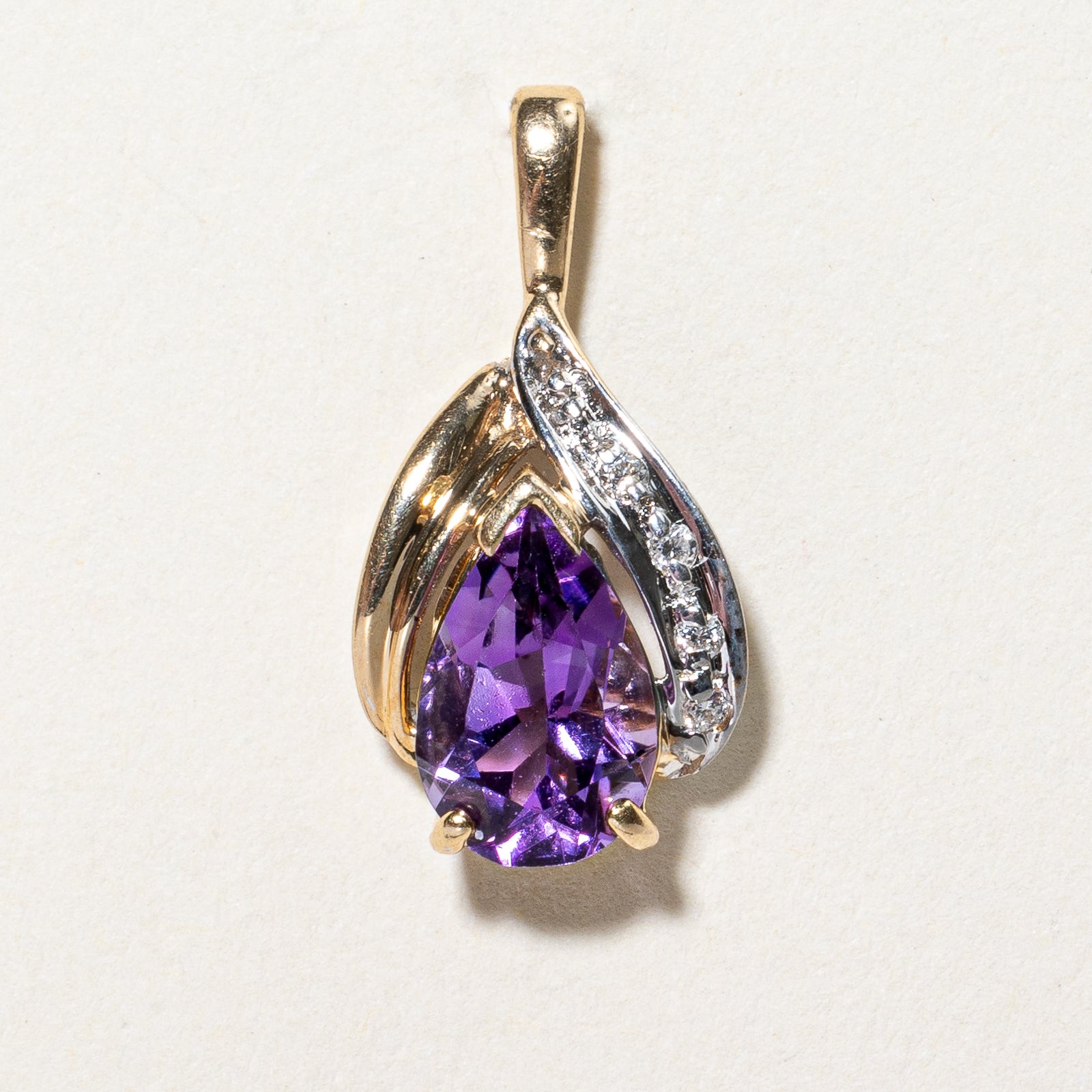 Pear Cut Amethyst & Diamond Pendant | 1.00ct, 0.02ctw |