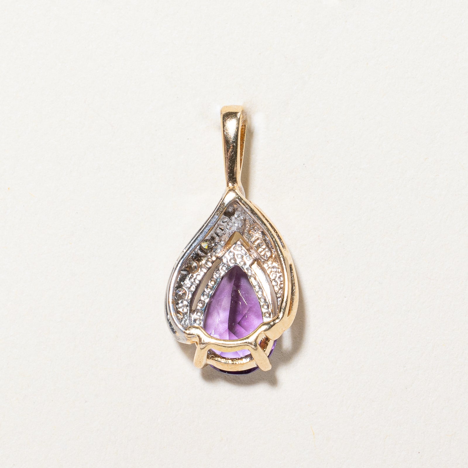 Pear Cut Amethyst & Diamond Pendant | 1.00ct, 0.02ctw |