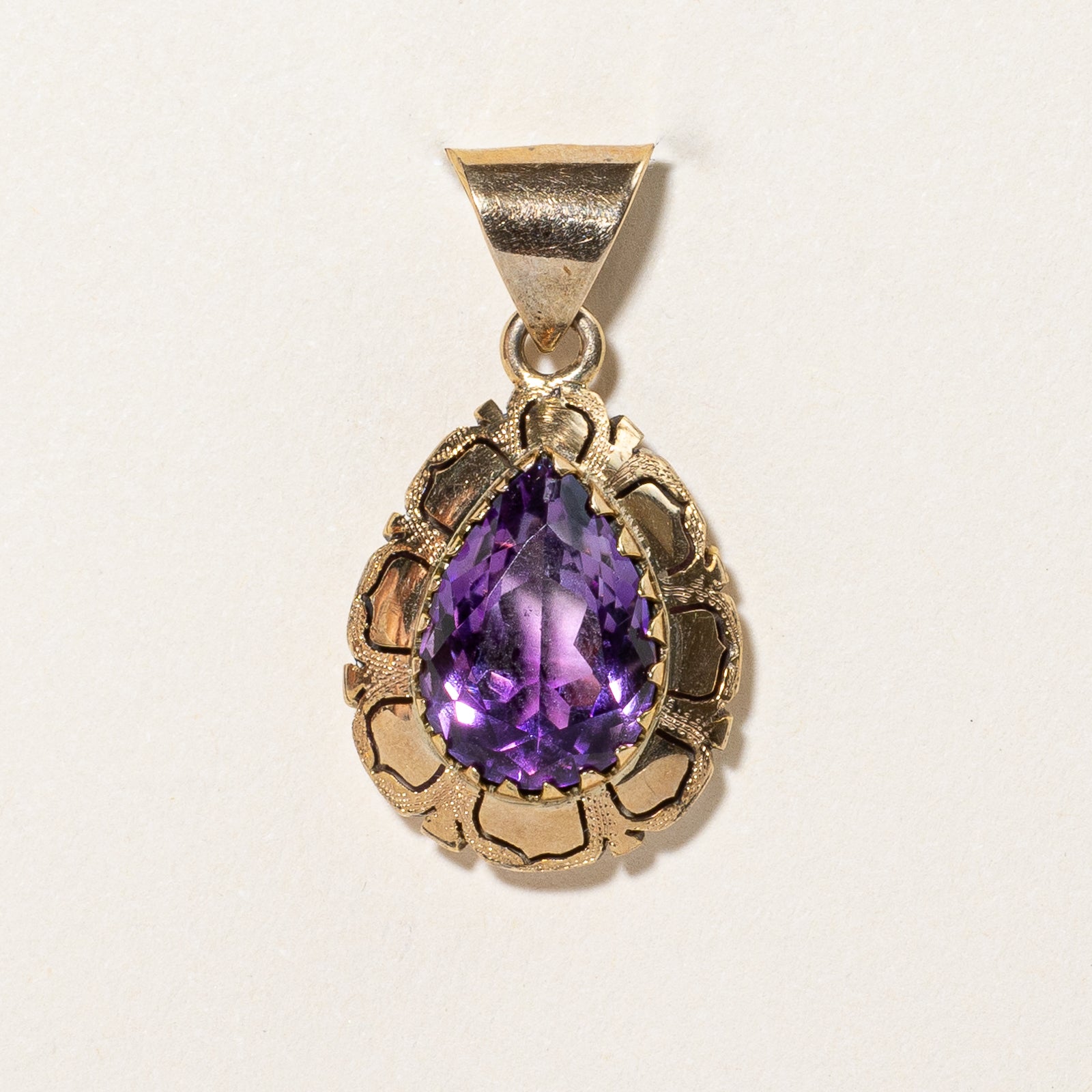 Pear Cut Amethyst Ornate Pendant | 5.00ct |