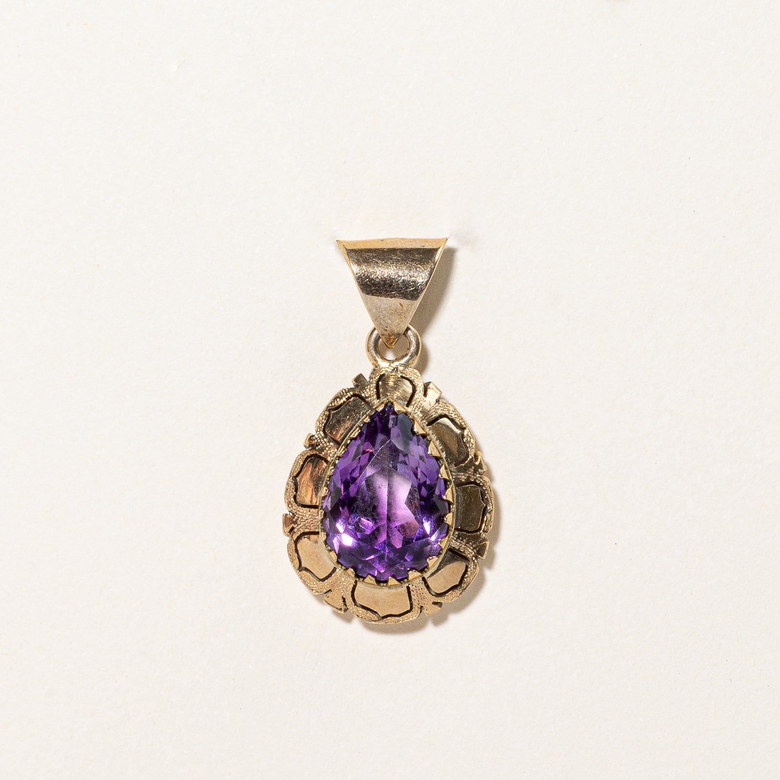 Pear Cut Amethyst Ornate Pendant | 5.00ct |