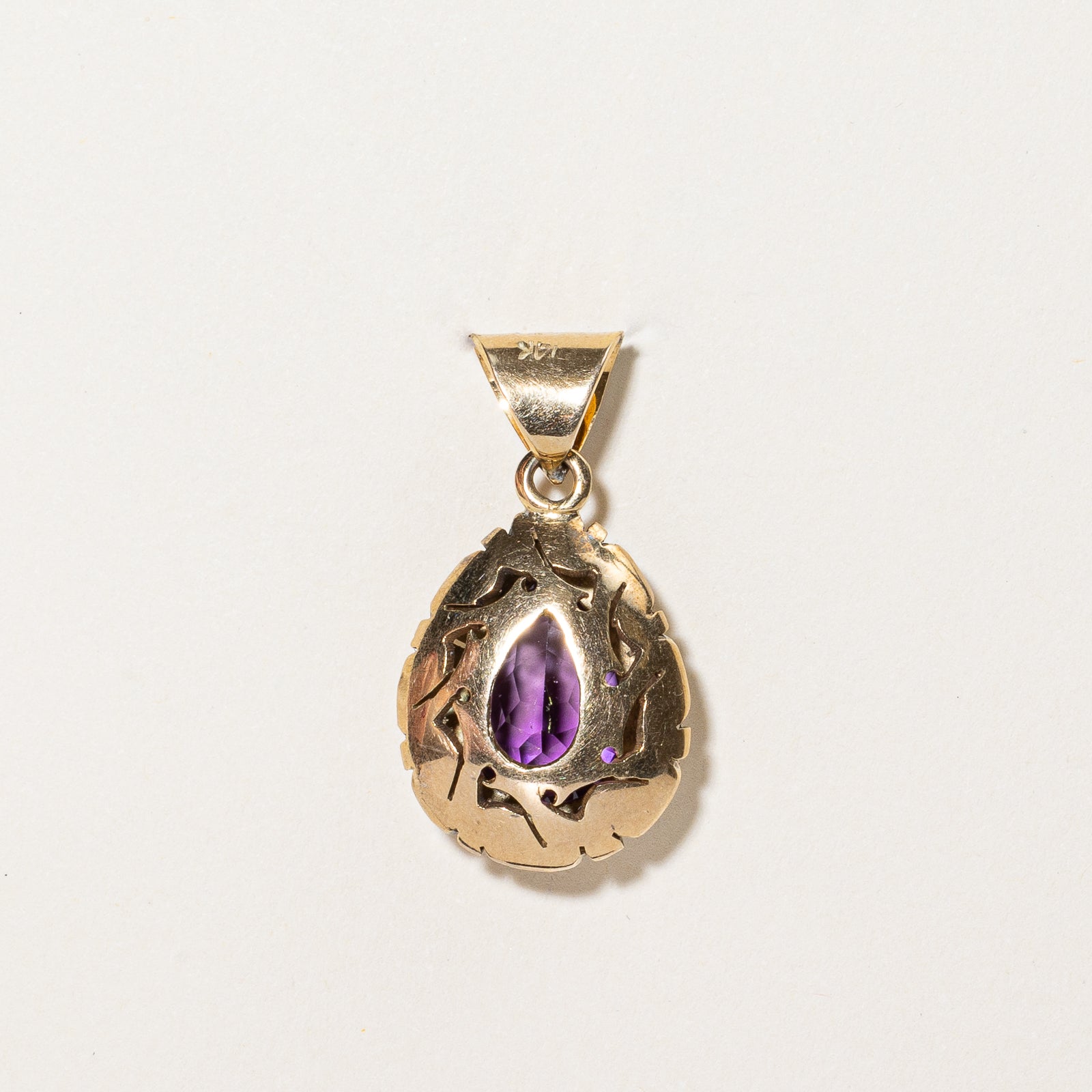 Pear Cut Amethyst Ornate Pendant | 5.00ct |