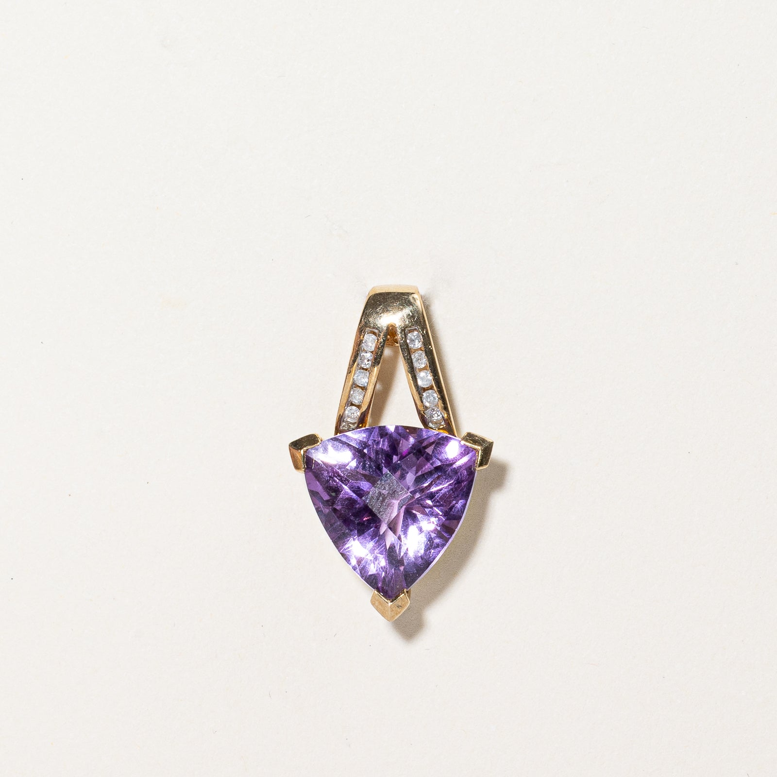 Trilliant Cut Amethyst & Diamond Pendant | 9.5ct, 0.08ctw |