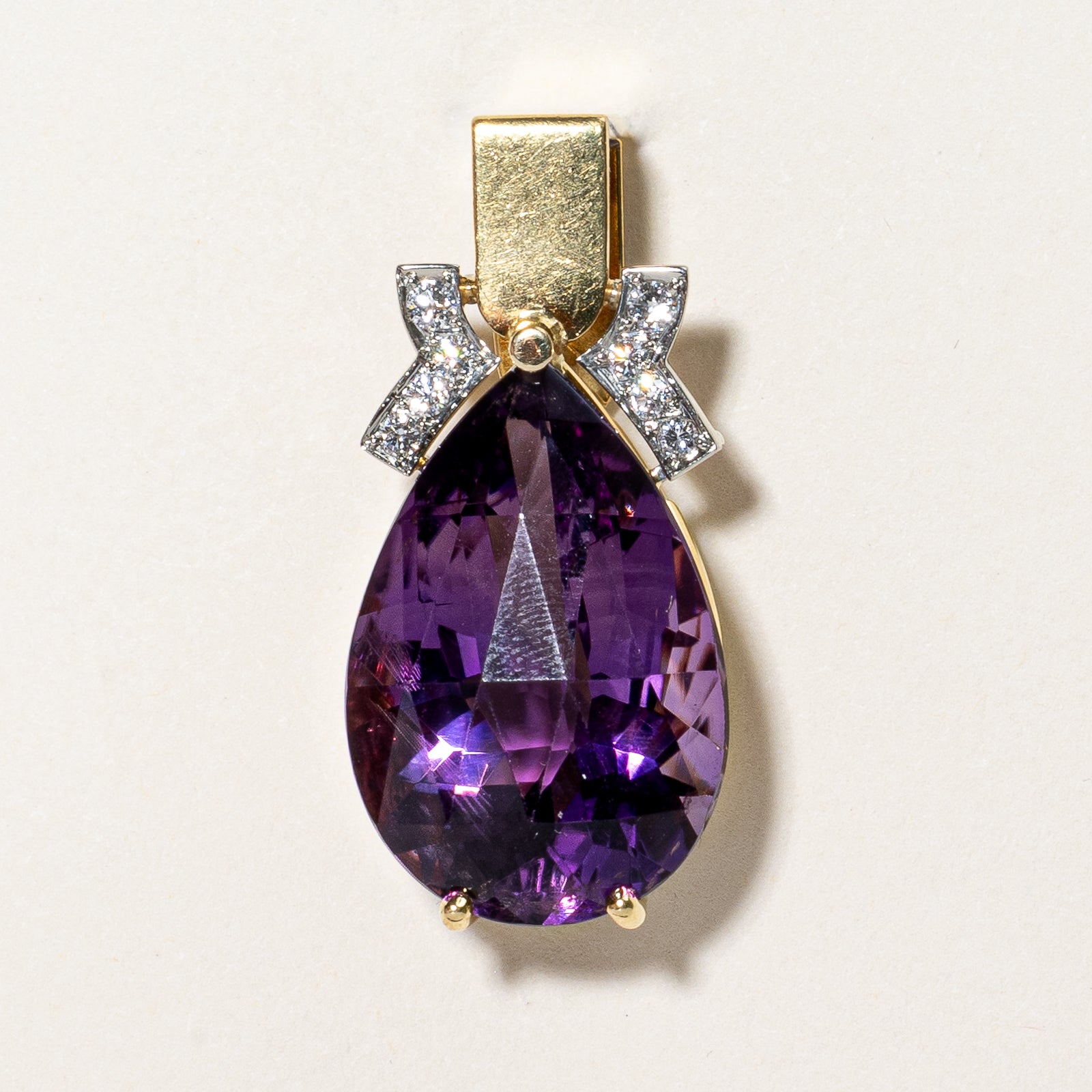 Pear Cut Amethyst & Diamond Pendant | 22.00ct, 0.25ctw |