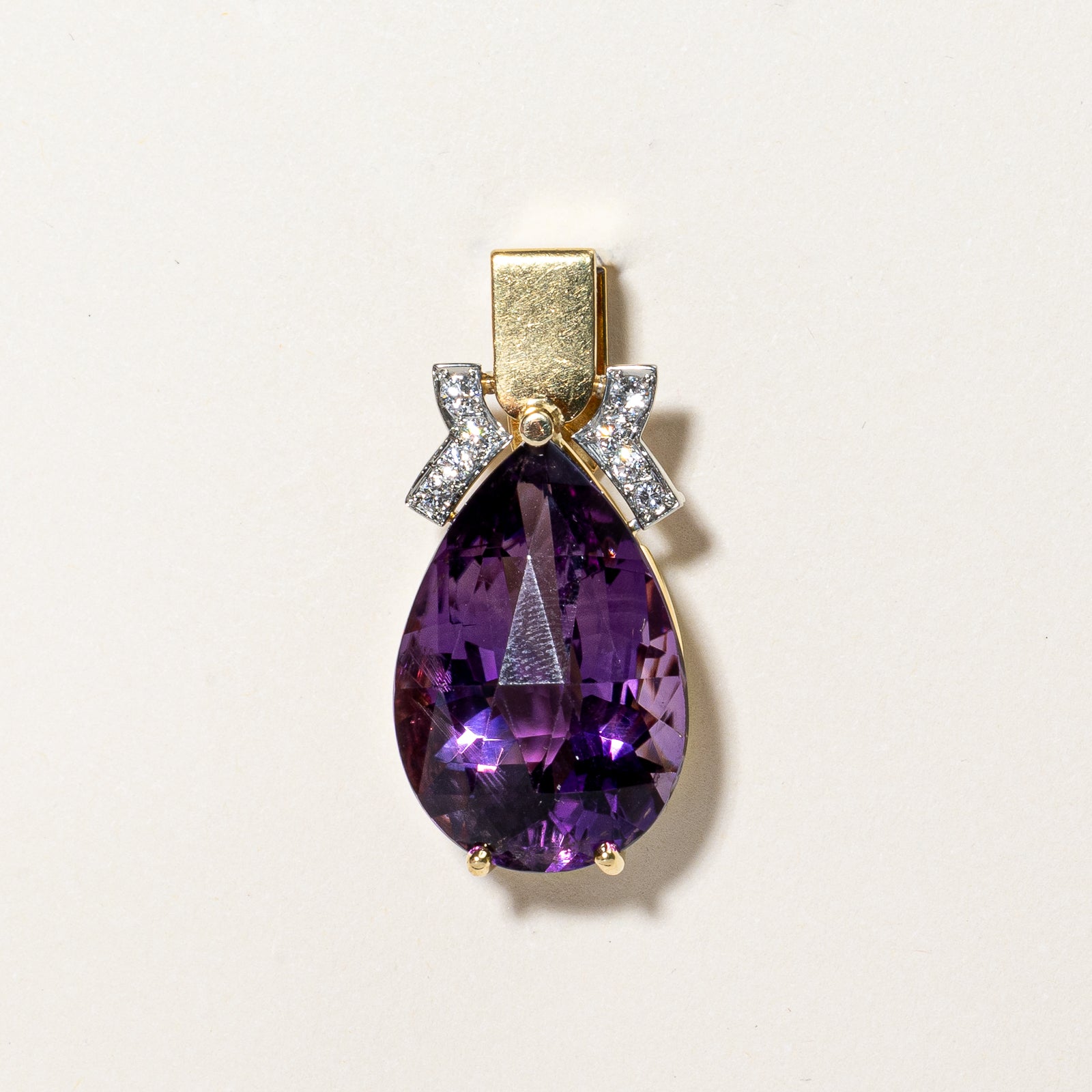 Pear Cut Amethyst & Diamond Pendant | 22.00ct, 0.25ctw |