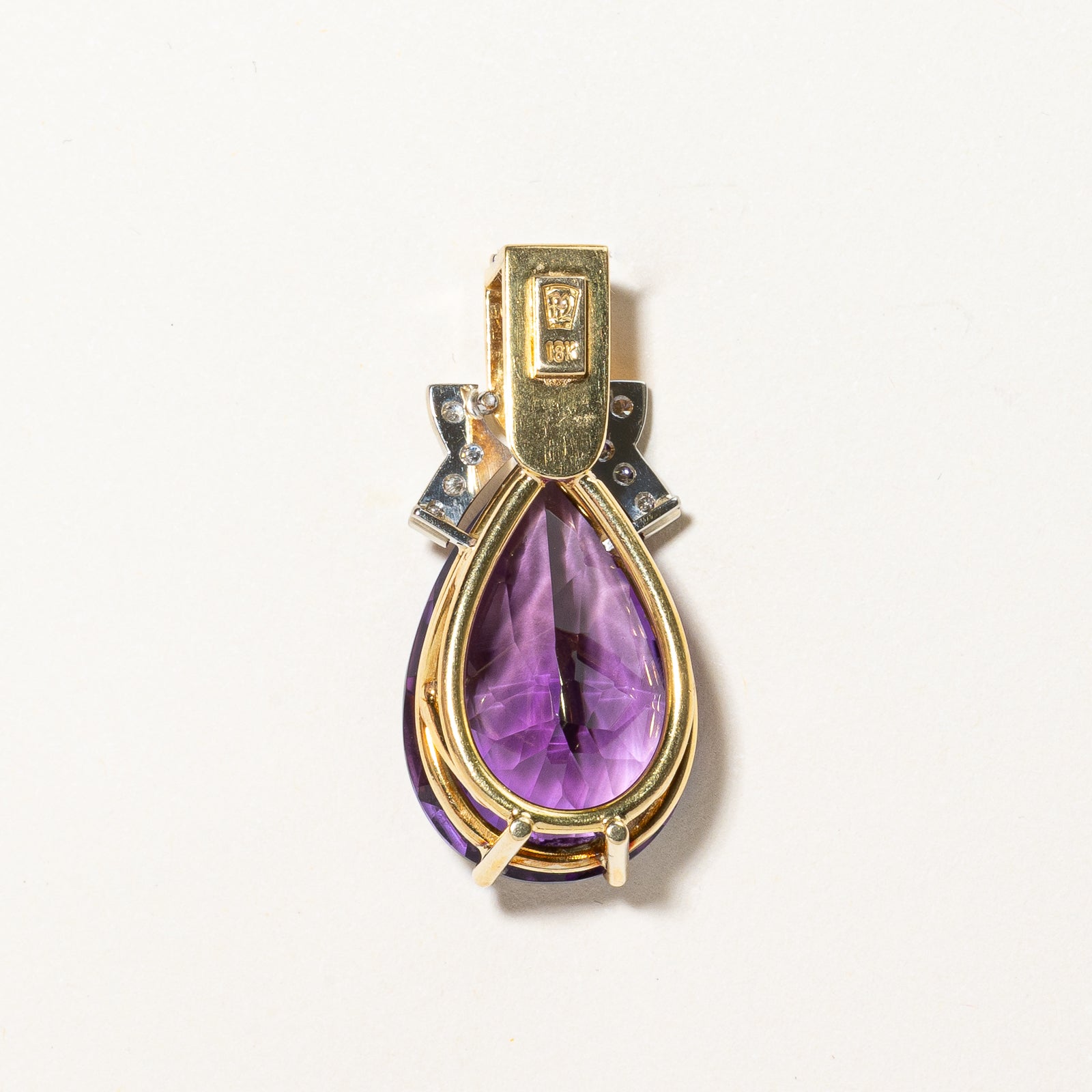 Pear Cut Amethyst & Diamond Pendant | 22.00ct, 0.25ctw |