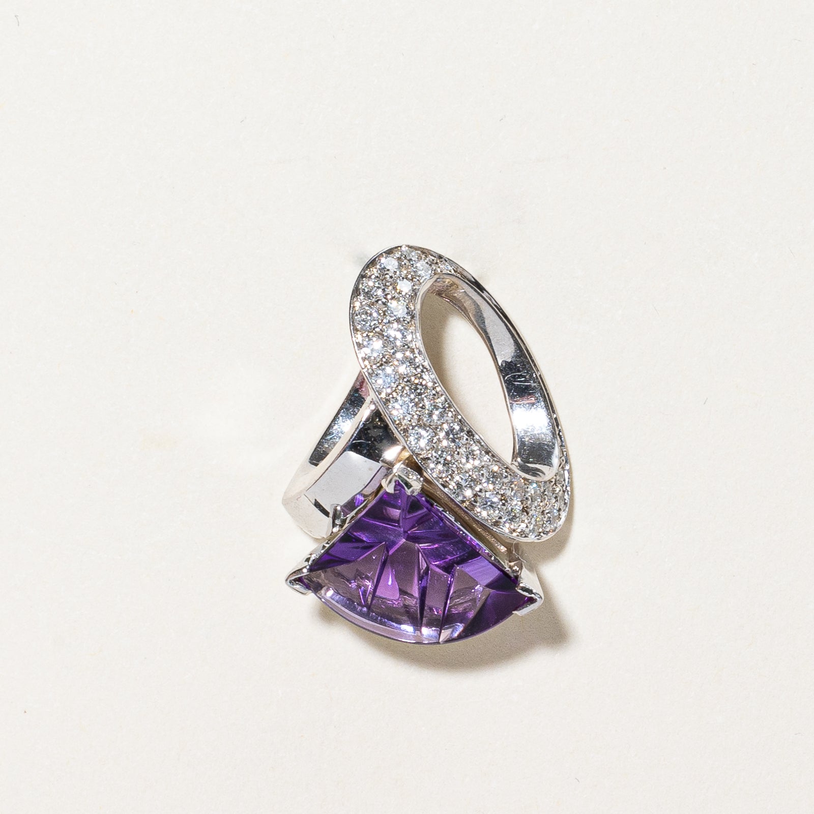 Fan Shaped Amethyst & Diamond Pendant | 2.50ct, 0.46ctw |