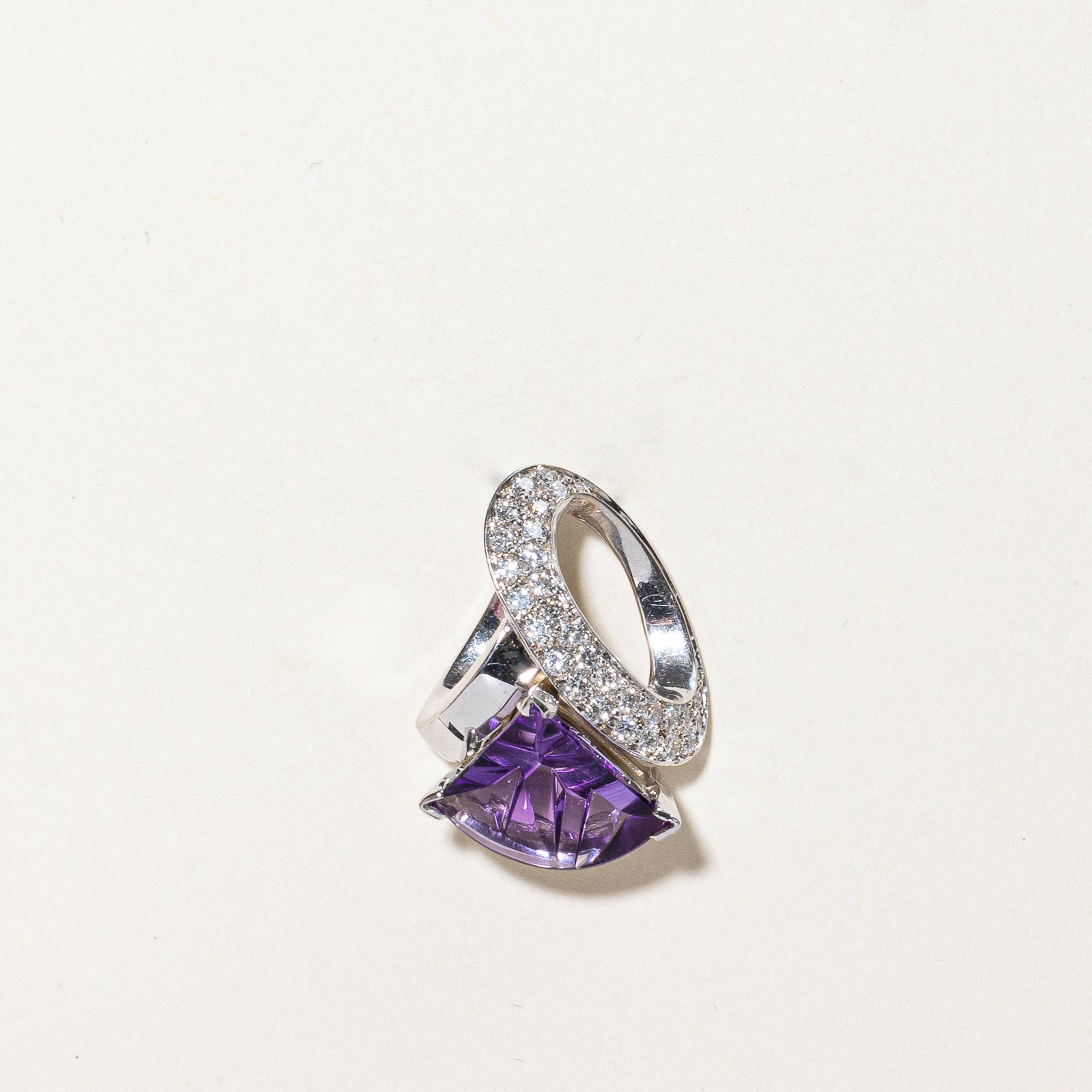 Fan Shaped Amethyst & Diamond Pendant | 2.50ct, 0.46ctw |