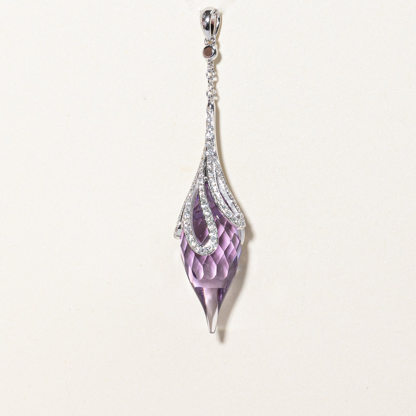 Briolette Amethyst & Diamond Drop Pendant | 7.00ct, 0.48ctw |